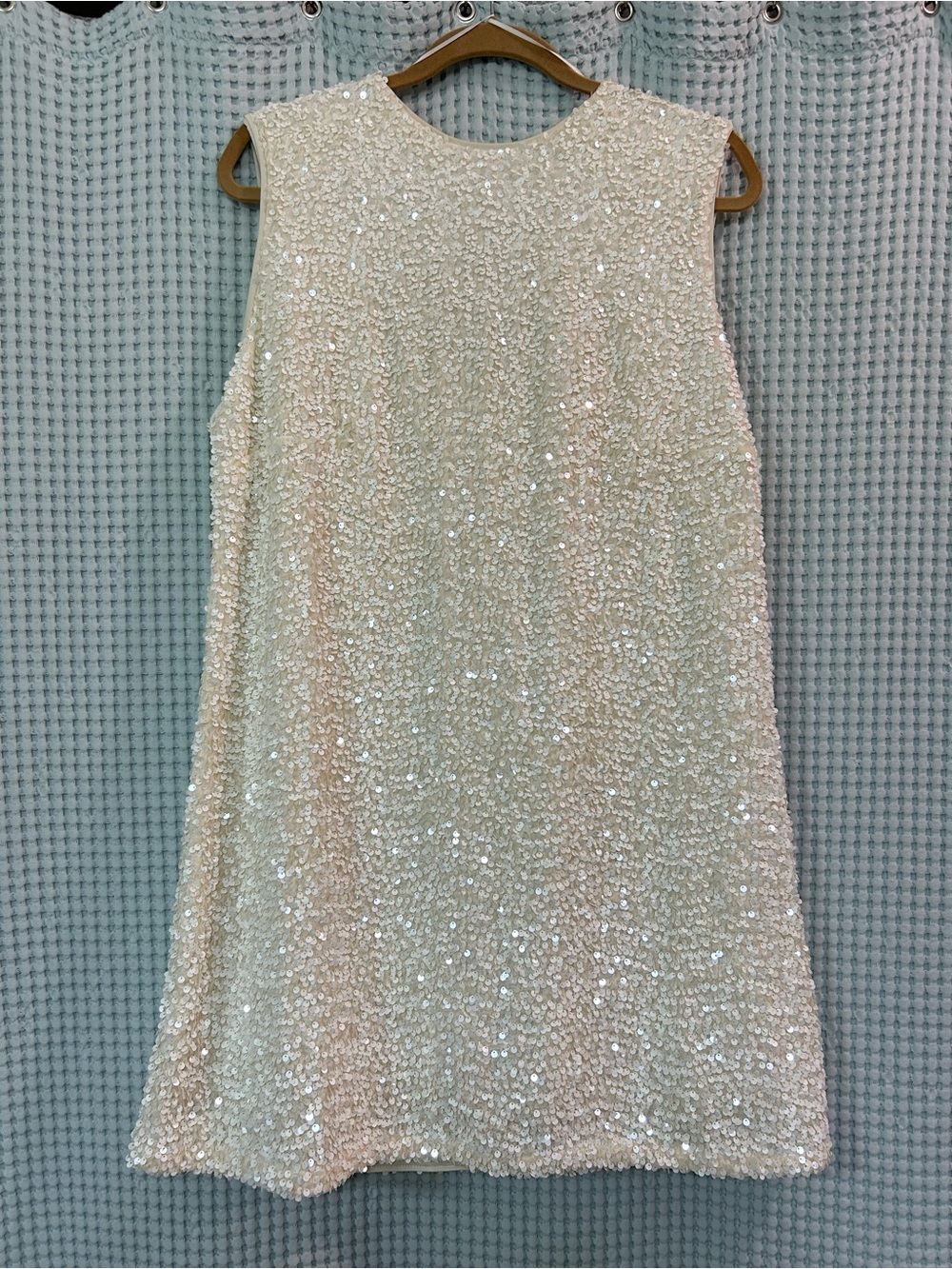 H&M Ivory Sequin Shift Mini Dress